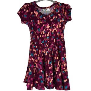 NEW Dot Dot Smile Purple Abstract Floral Pattern Cap Sleeve Dress 12-24M